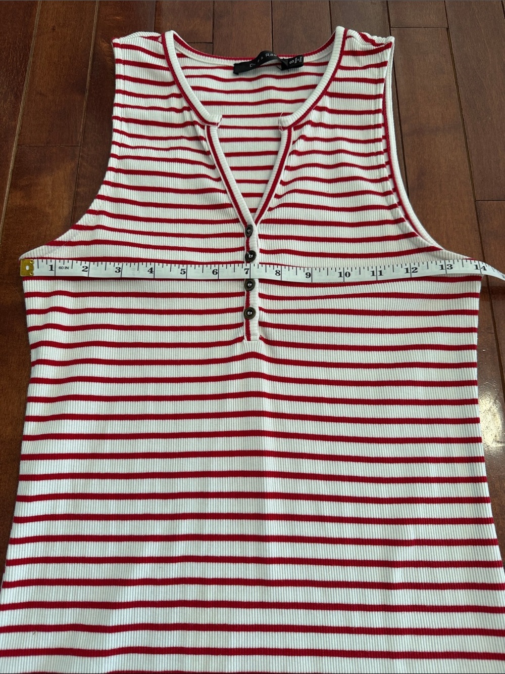 Doe & Rae Red and White Stripped Ribbed Tank Size Small - Picture 5 of 7